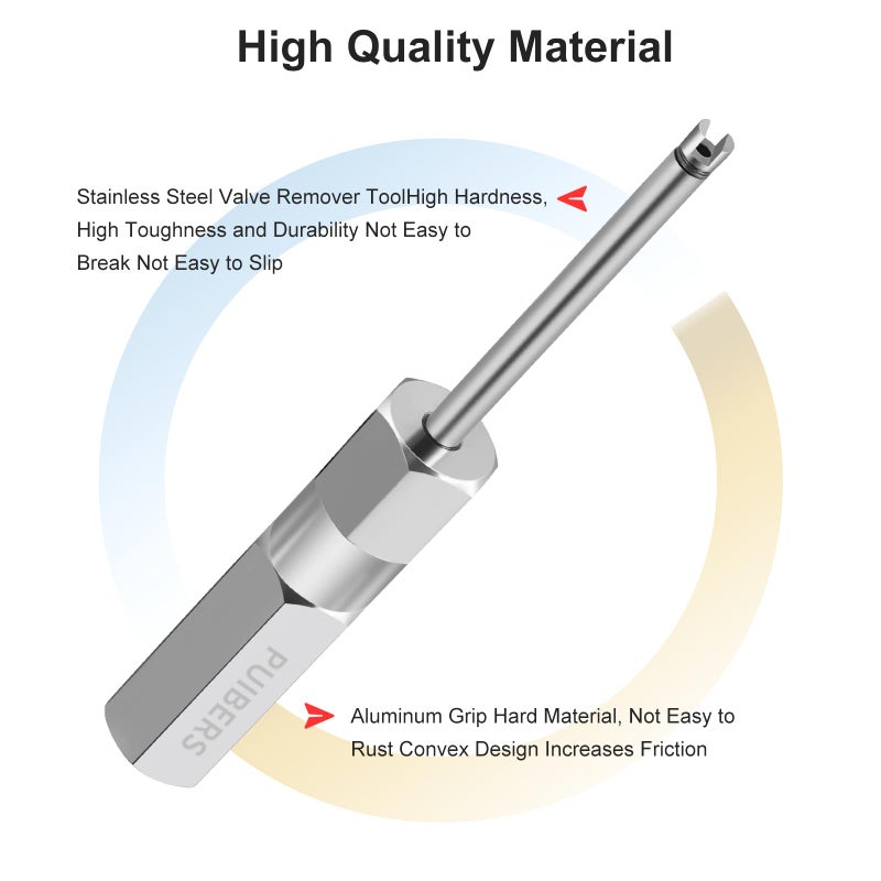 PUIBERS Magnetic Schrader Valve Stem Removal Tools  4.3 Inch Valve Core Removal Tool Set with 10 Valve Cores Stainless Steel Tire Valves Tool for Schrader Cores (2-Pack) - Image 5